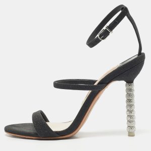 Sophia Webster Metallic/Black Glitter and Leather Ankle Strap Sandals Size 36, Sandals - Luxury Closet catalog