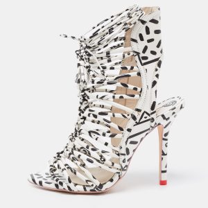 Sophia Webster Black/White Leopard Print Leather Lacey Tie Up Sandals Size 37, Sandals - Luxury Closet catalog