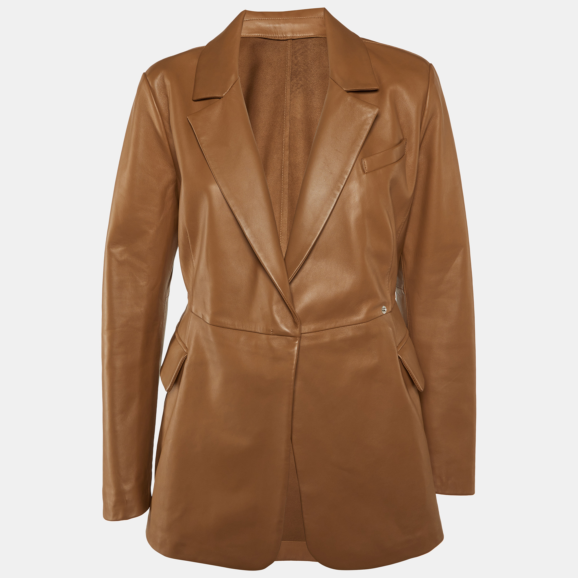 Sportmax Brown Flared Leather Jacket M, Coats & Jackets - Luxury Closet catalog