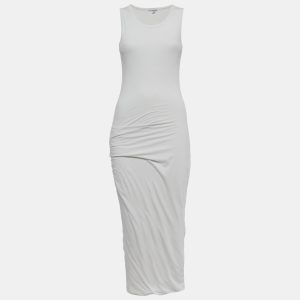 Standard James Perse White Jersey Ruche Midi Dress S, Dresses - Luxury Closet catalog