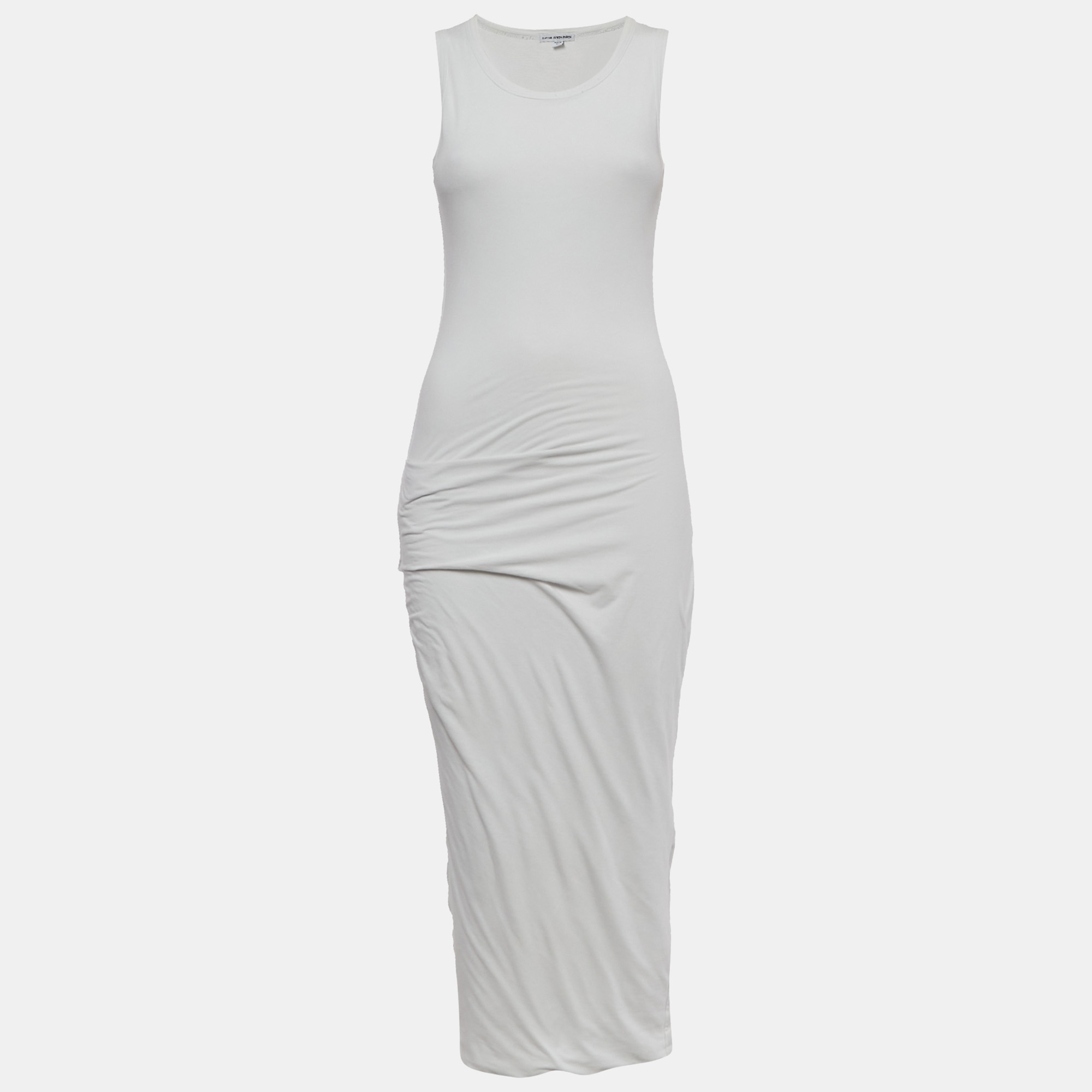 Standard James Perse White Jersey Ruche Midi Dress S, Dresses - Luxury Closet catalog