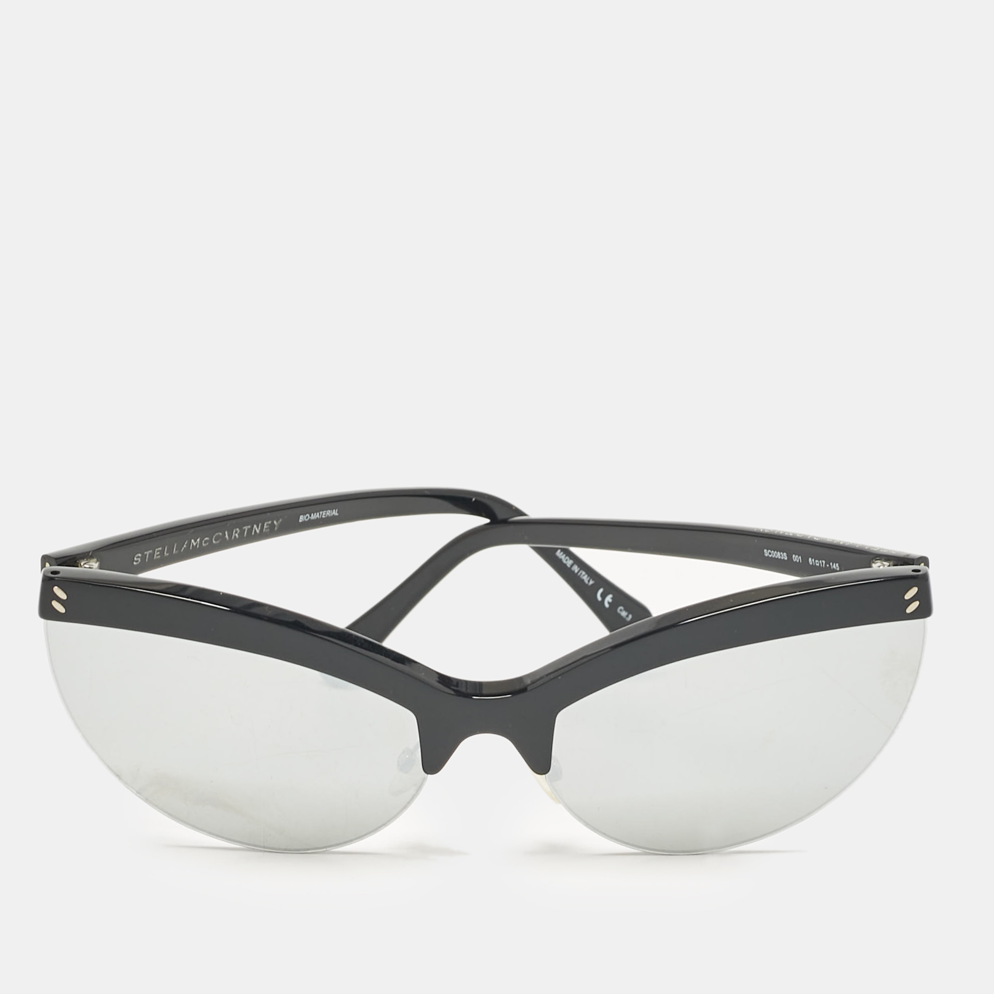 Stella McCartney Black/Silver SC0083S Mirror Cat Eye Sunglasses, Sunglasses - Luxury Closet catalog