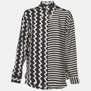 Stella McCartney Black/White Chevron & Stripes Print Jacquard Silk Shirt S, Shirts & Tops - Luxury Closet catalog