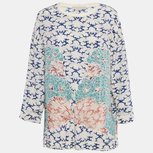 Stella McCartney White Printed & Embroidered Silk Jumper M, Shirts & Tops - Luxury Closet catalog