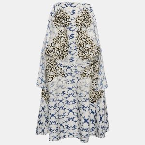 Stella McCartney White Printed Silk Layered Midi Skirt M, Skirts - Luxury Closet catalog