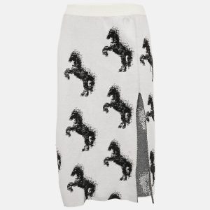 Stella McCartney White Pixel Horse Jacquard Knit Midi Skirt S, Skirts - Luxury Closet catalog