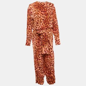 Stella McCartney Brown Leopard Print Silk Tie-Up Jumpsuit S, Suits - Luxury Closet catalog