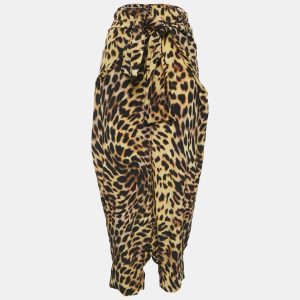 Stella McCartney Brown Leopard Print Silk Tie-Up Trousers M, Clothing - Luxury Closet catalog