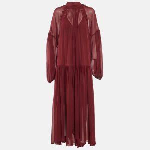 Stella McCartney Burgundy Silk Chiffon Maxi Dress L, Dresses - Luxury Closet catalog