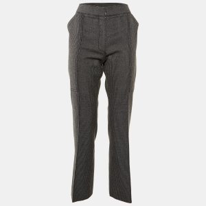 Stella McCartney Black Patterned Wool and Cotton Straight Leg Trousers M, Clothing - Luxury Closet catalog