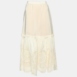 Stella McCartney Light Blush Pink Silk Broderie Anglaise Long Skirt M, Skirts - Luxury Closet catalog