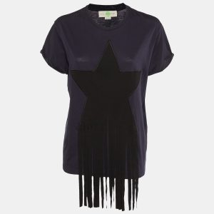 Stella McCartney Navy Blue Cotton Knit Stra Fringed T-Shirt M, Shirts & Tops - Luxury Closet catalog