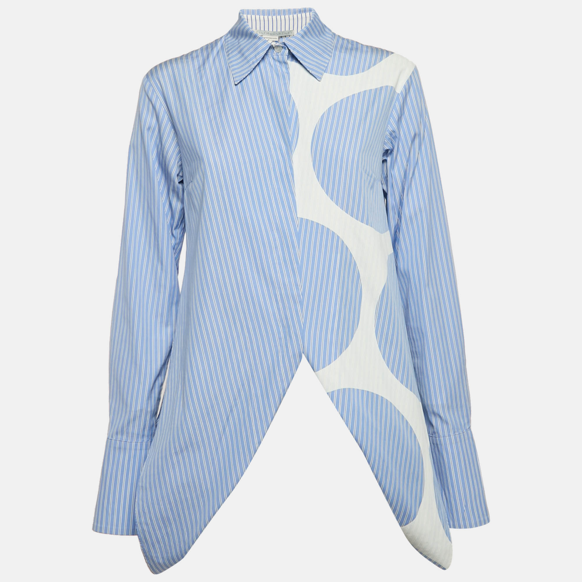 Stella McCartney Blue Stripe Cotton Asymmetric Shirt XS, Shirts & Tops - Luxury Closet catalog