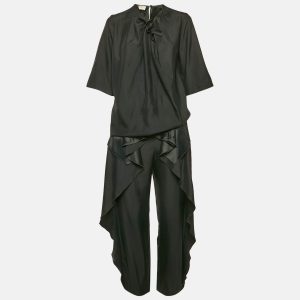 Stella McCartney Black Sateen Ruffled Blouse and Pants Set XS/M, Suits - Luxury Closet catalog