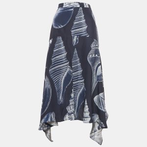 Stella McCartney Blue Ariah Shell Print Sati Silk Midi Skirt M, Skirts - Luxury Closet catalog