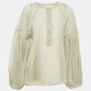 Stella McCartney Grey Broderie Anglaise Cotton Blouse S, Shirts & Tops - Luxury Closet catalog