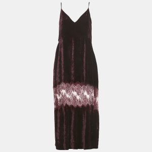 Stella McCartney Burgundy Velvet Sleeveless Lace Trimmed Long Dress M, Dresses - Luxury Closet catalog