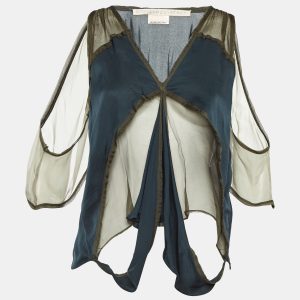 Stella McCartney Dark Green Silk Sheer Detail Top M, Shirts & Tops - Luxury Closet catalog