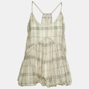 Stella McCartney Cream Check Print Sheer Silk Camisole Top M, Shirts & Tops - Luxury Closet catalog