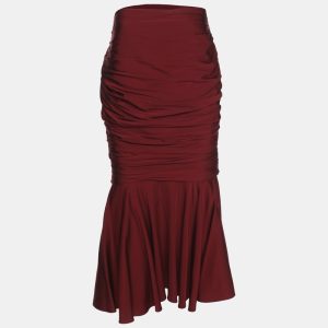 Stella McCartney Burgundy Ruched Satin Midi Skirt M, Skirts - Luxury Closet catalog