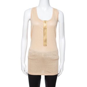 Stella McCartney Beige Linen & Cotton Zip Front Tank Top L, Shirts & Tops - Luxury Closet catalog