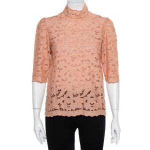 Stella McCartney Pink Eyelet Lace Back Button Detail Top S, Shirts & Tops - Luxury Closet catalog