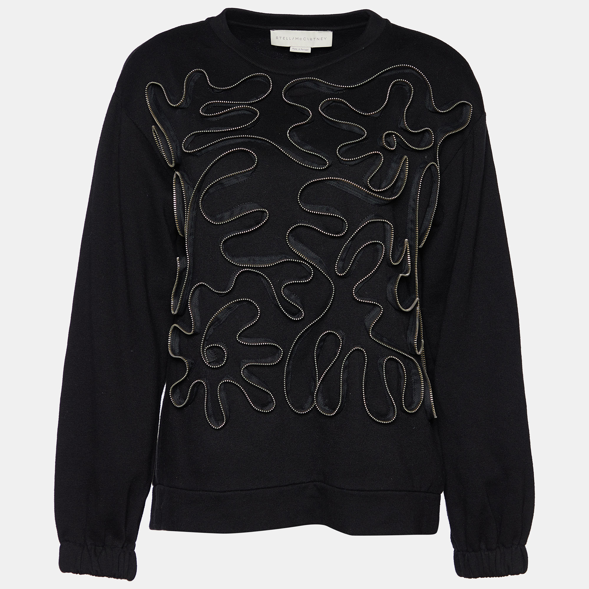 Stella McCartney Black Zipper Squiggle Cotton Knit Sweatshirt XS, Sweaters & Cardigans - Luxury Closet catalog