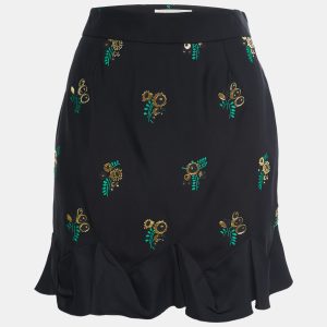 Stella McCartney Black Patterned Crepe Ruffle Trimmed Skirt S, Skirts - Luxury Closet catalog