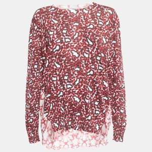 Stella McCartney Red Leopard Print Cotton Knit Long Sleeve Top M, Shirts & Tops - Luxury Closet catalog