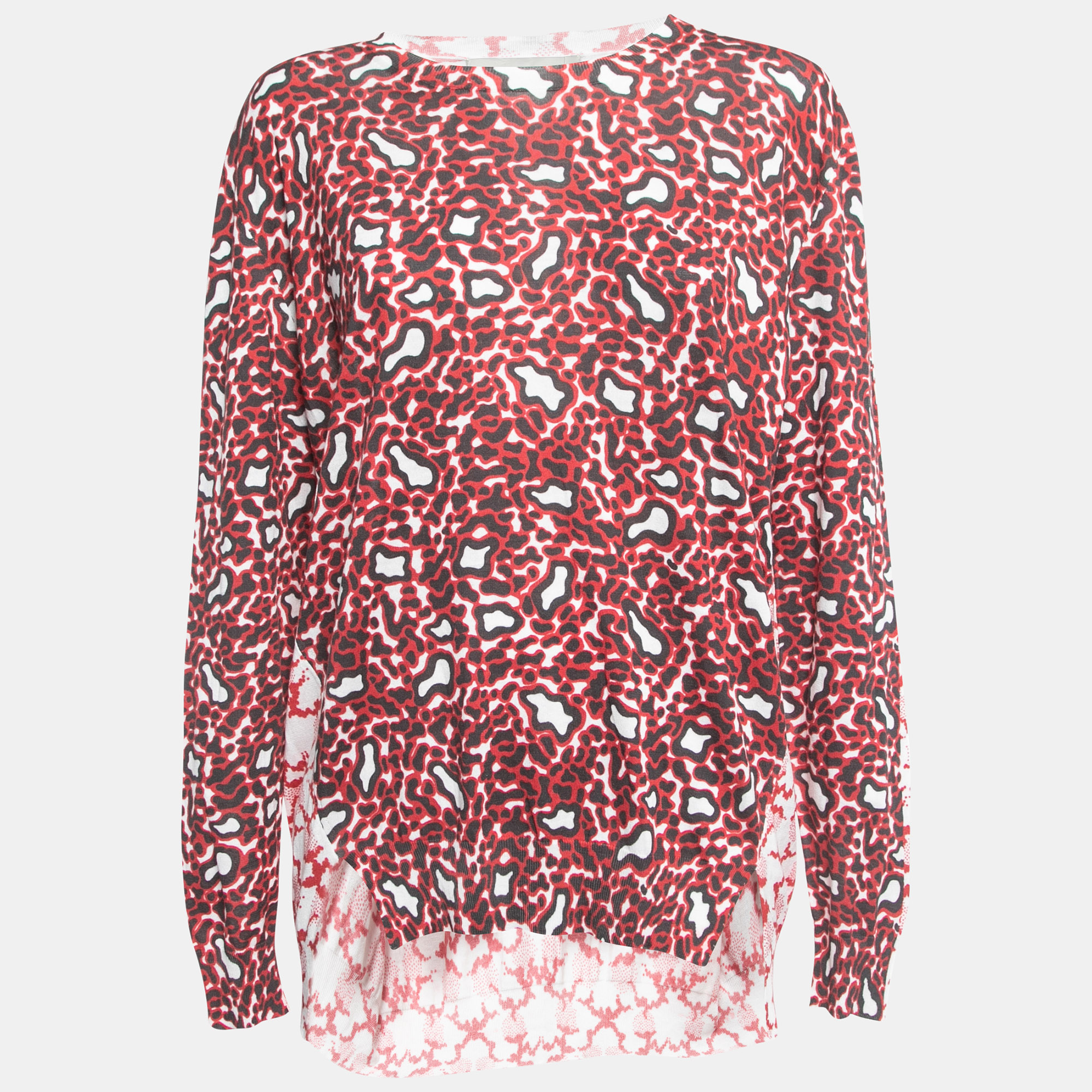 Stella McCartney Red Leopard Print Cotton Knit Long Sleeve Top M, Shirts & Tops - Luxury Closet catalog