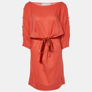 Stella McCartney Orange Silk & Wool Buttoned Sleeve Belted Dress XS, Dresses - Luxury Closet catalog