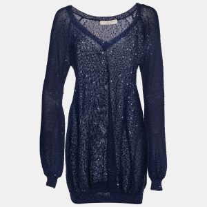 Stella McCartney Navy Blue Sequined Cotton Knit Jumper M, Sweaters & Cardigans - Luxury Closet catalog