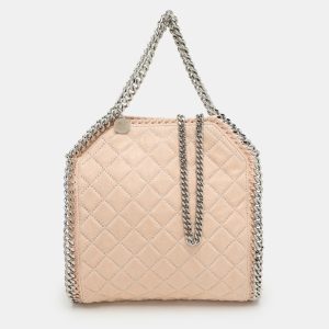 Stella McCartney Peach Quilted Faux Suede Mini Falabella Tote, Tote Handbags - Luxury Closet catalog