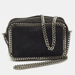 Stella McCartney Black Faux Suede Falabella Camera Crossbody Bag, Shoulder Bags - Luxury Closet catalog