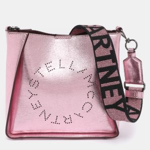 Stella McCartney Pink Metallic Faux Leather Stella Logo Crossbody Bag, Shoulder Bags - Luxury Closet catalog