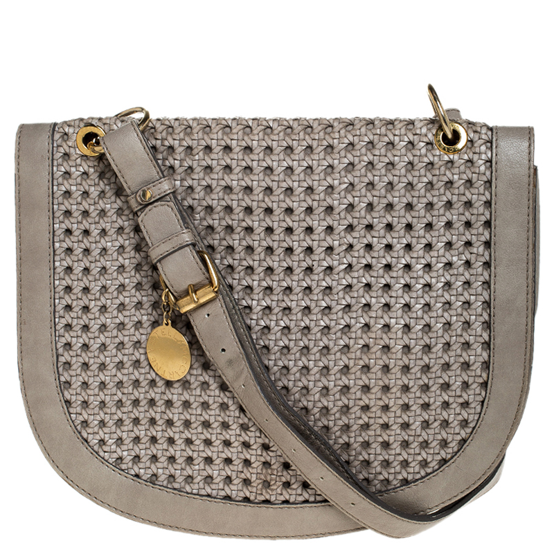 Stella McCartney Grey Woven Leather Alexa Flap Shoulder Bag, Shoulder Bags - Luxury Closet catalog