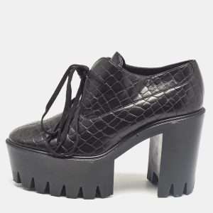 Stella McCartney Black Croc Embossed Leather Ankle Length Boots Size 41, Boots - Luxury Closet catalog