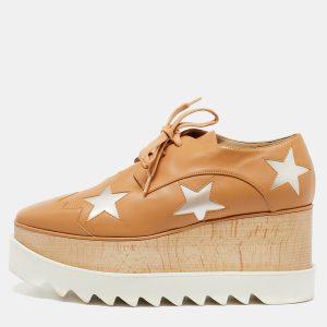 Stella McCartney Beige Faux Leather Elyse Star Platform Lace Up Derby Size 37.5, Shoes - Luxury Closet catalog