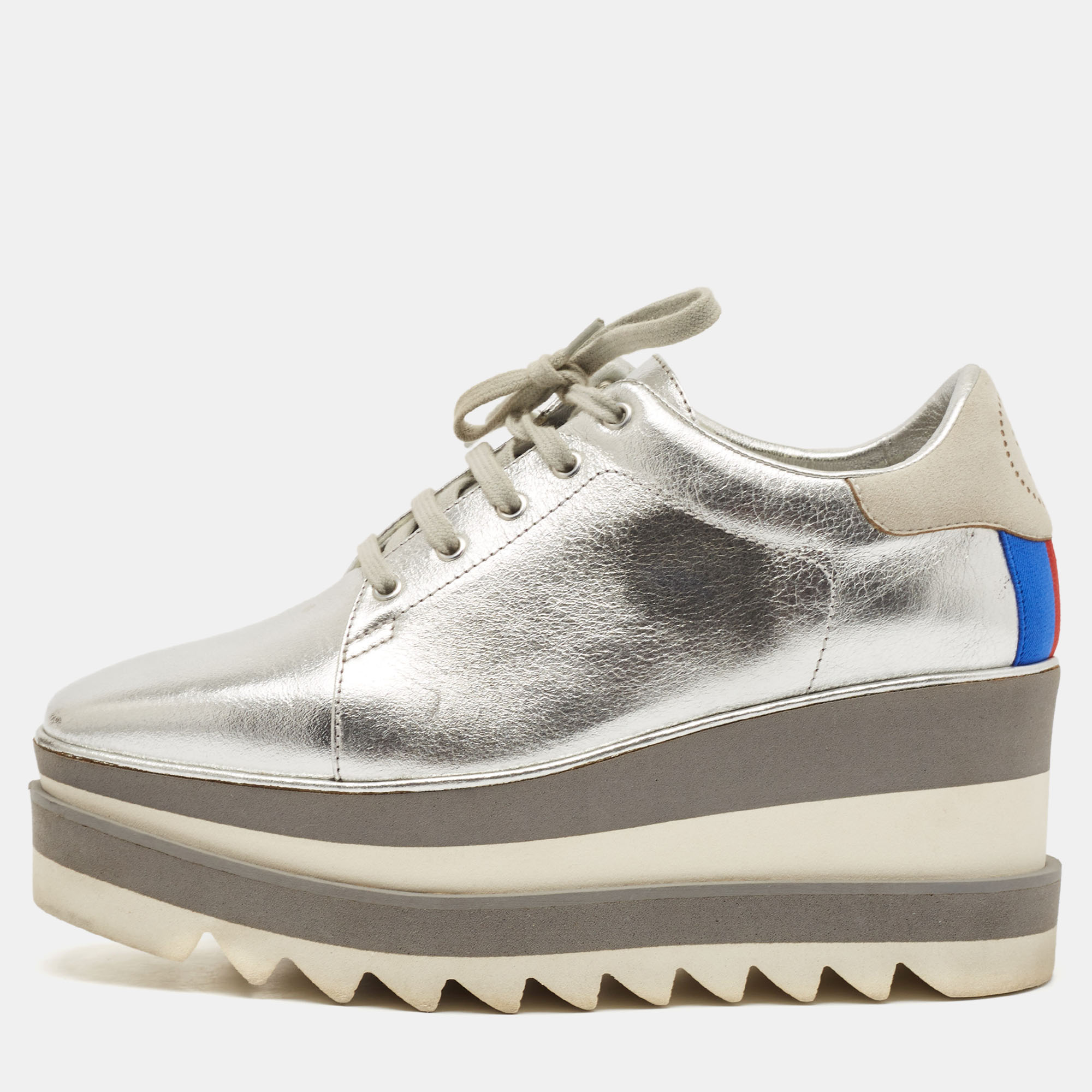 Stella McCartney Silver/White Faux Leather Elyse Star Platform Derby Sneakers Size 36, Athletic Shoes & Sneakers - Luxury Closet catalog