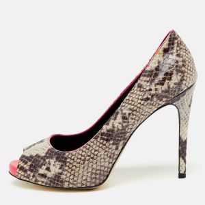 Stella McCartney Multicolor Faux Snakeskin Embossed Leather Peep Toe Pumps Size 40, Pumps - Luxury Closet catalog