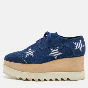 Stella McCartney Blue Denim Elyse Star Platform Derby Sneakers Size 39.5, Athletic Shoes & Sneakers - Luxury Closet catalog