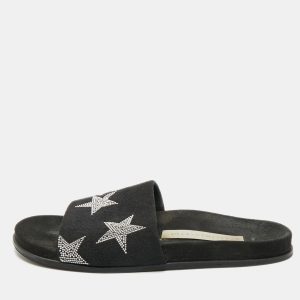 Stella McCartney Black Faux Suede Star Embellished Flat Slides Size 37, Flats - Luxury Closet catalog