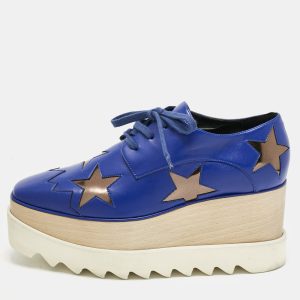 Stella McCartney Blue/Metallic Faux Leather Elyse Star Platform Lace Up Sneakers Size Size 35.5, Athletic Shoes & Sneakers - Luxury Closet catalog