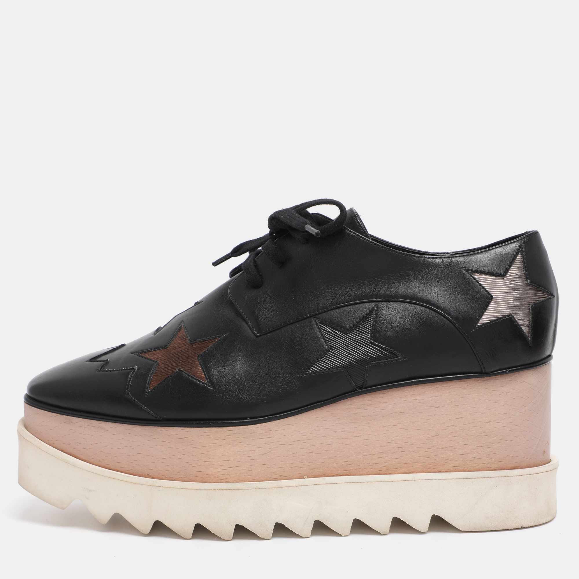 Stella McCartney Black Faux Leather Elyse Star Platform Derby Sneakers Size 38.5, Athletic Shoes & Sneakers - Luxury Closet catalog