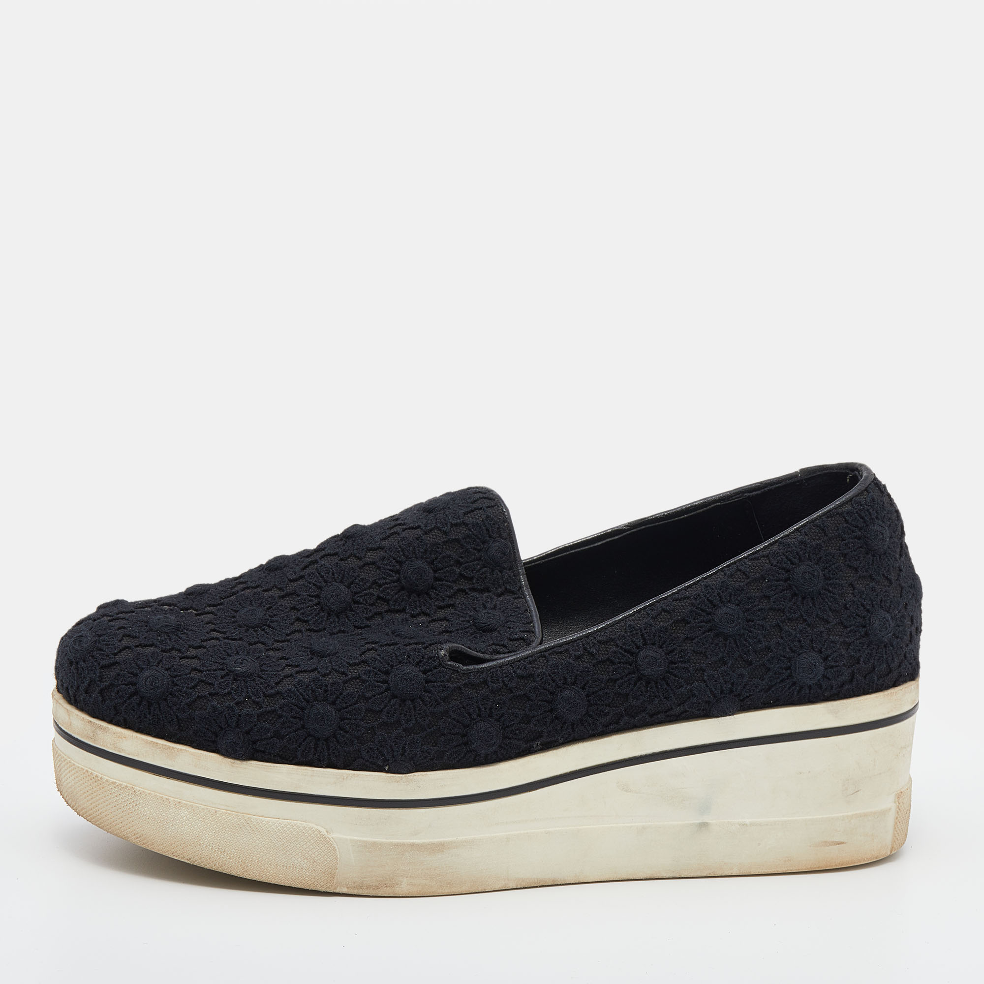 Stella McCartney Black Crochet And Canvas Platform Slip On Sneakers Size 38, Athletic Shoes & Sneakers - Luxury Closet catalog