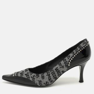 Stuart Weitzman Black/Grey Signature Canvas and Patent Leather Embellished Pumps Size 39.5, Pumps - Luxury Closet catalog