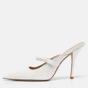 Stuart Weitzman White Patent Leather Goldie Pointed Toe Mules Size 40, Sandals - Luxury Closet catalog