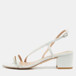 Stuart Weitzman White Leather Soiree Sleek Slingback Sandals Size 38, Sandals - Luxury Closet catalog