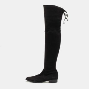 Stuart Weitzman Black Suede Lowland Over The Knee Boots Size 38, Boots - Luxury Closet catalog