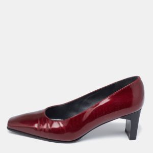 Stuart Weitzman Burgundy Printed Patent Leather Square Toe Pumps Size 36, Pumps - Luxury Closet catalog
